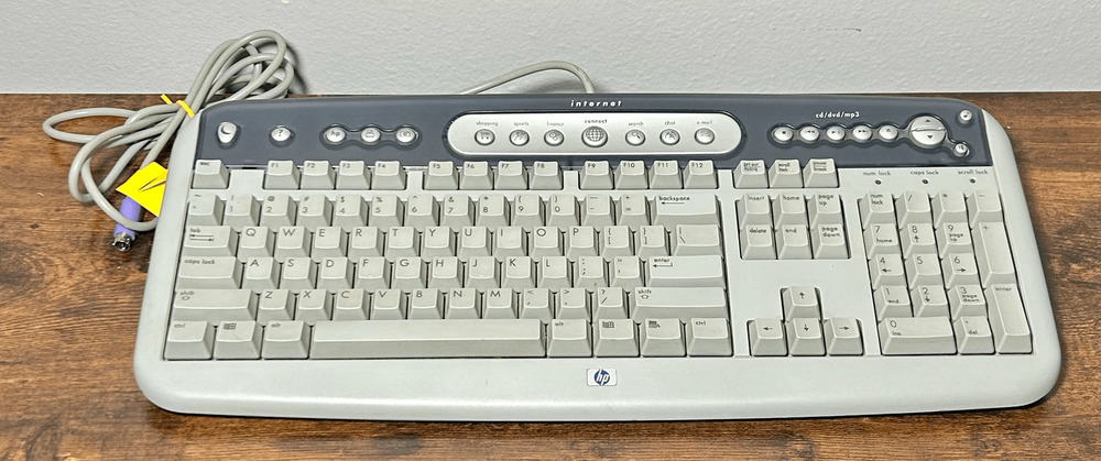 Vintage HP 5185-1596 Internet / Multi-Media Keyboard PS/2 Slim Gray